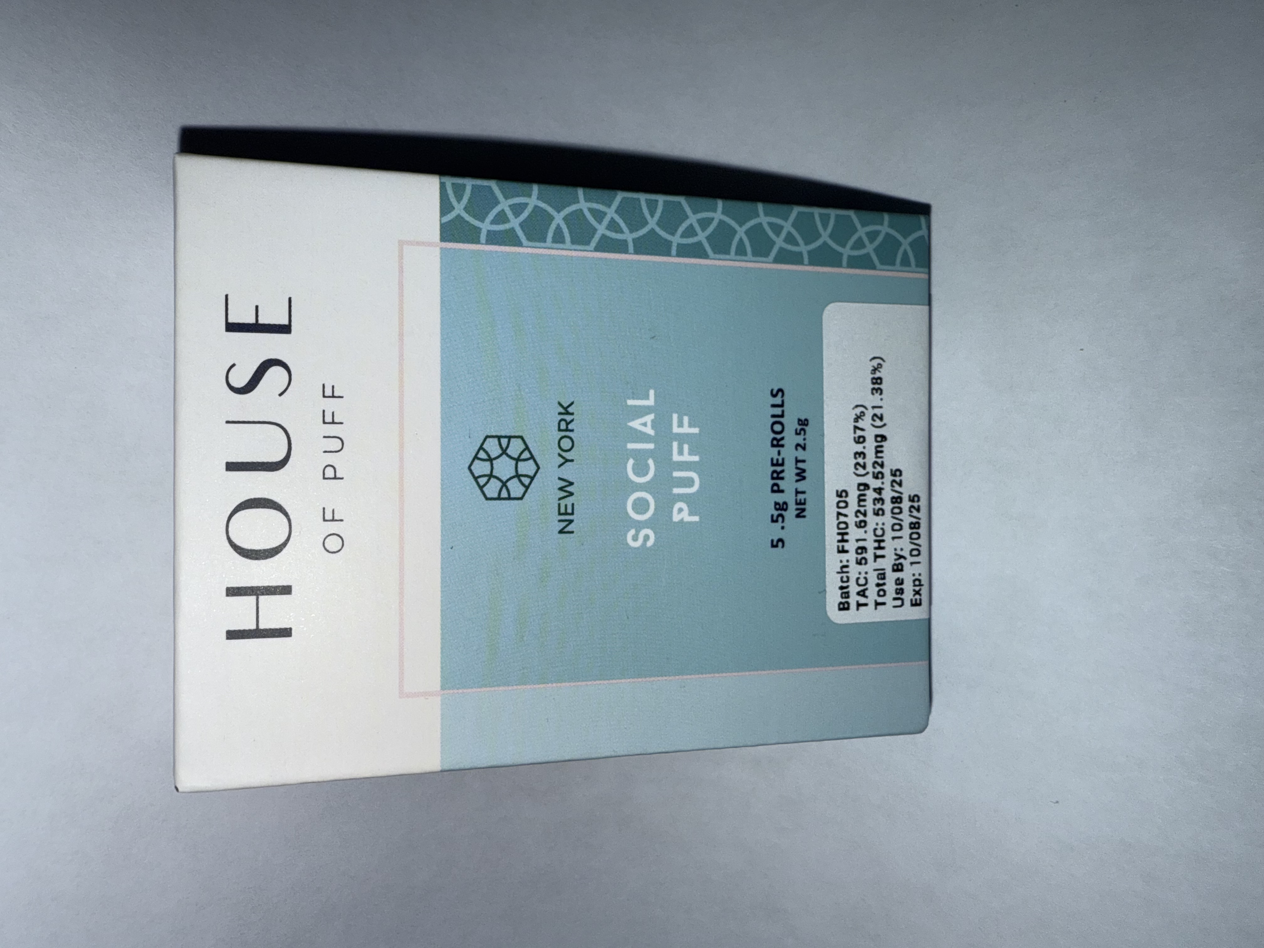 Photograph of product: House of Puff | Social 5 pack of 0.5g Pre Rolls