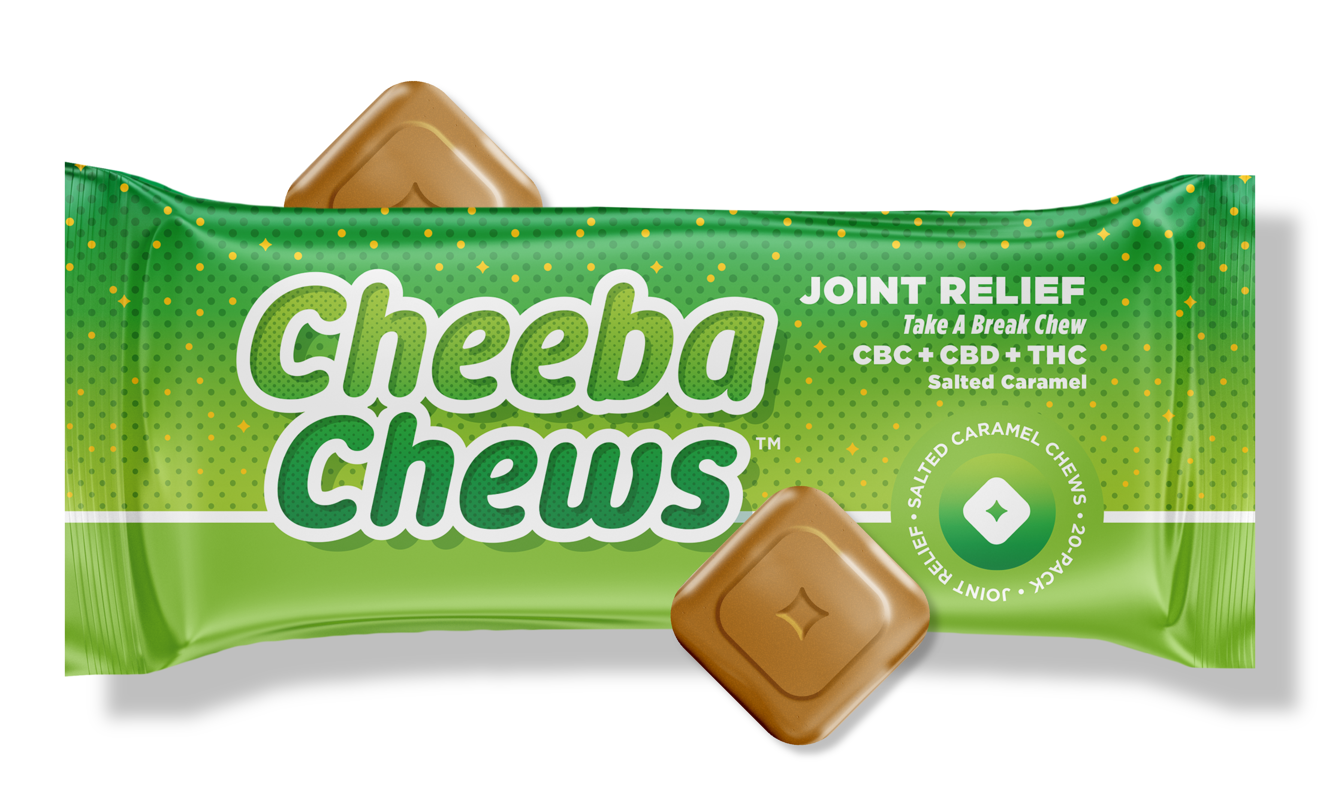 Photograph of product: Joint Relief 2:1:1 Salted Caramel Taffy CBC:CBD:TH-oui 20x5mg 100mg