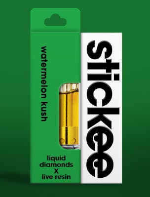 Photograph of product: Stickee - 1g Live Resin x Liquid Diamond Cart - Watermelon Kush