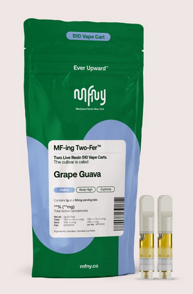Photograph of Product: Grape Guava | 1g | Live Resin Vape Cartridge | 2 Pack each | Indica | MFNY