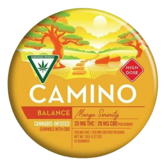 Photograph of product: Camino 200mg Gummies - Mango Serenity 1:1 (THC:CBD)