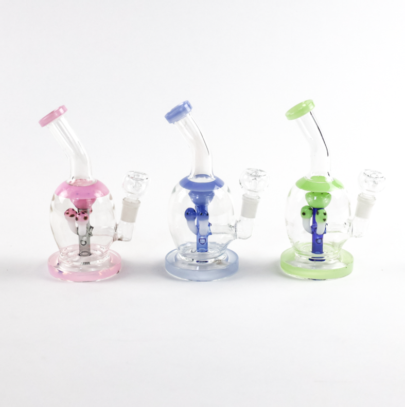 Photograph of product: LUVBUDS - GLASS - 7.5" BENT NECK SPORE PERC BONG W/ FLOWER BOWL