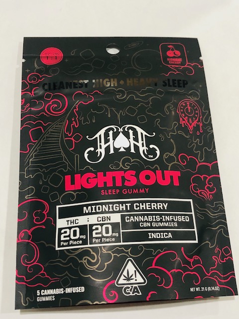Photograph of product: MIDNIGHT CHERRY 100MG TH-oui 100MG CBN INFUSED GUMMIES