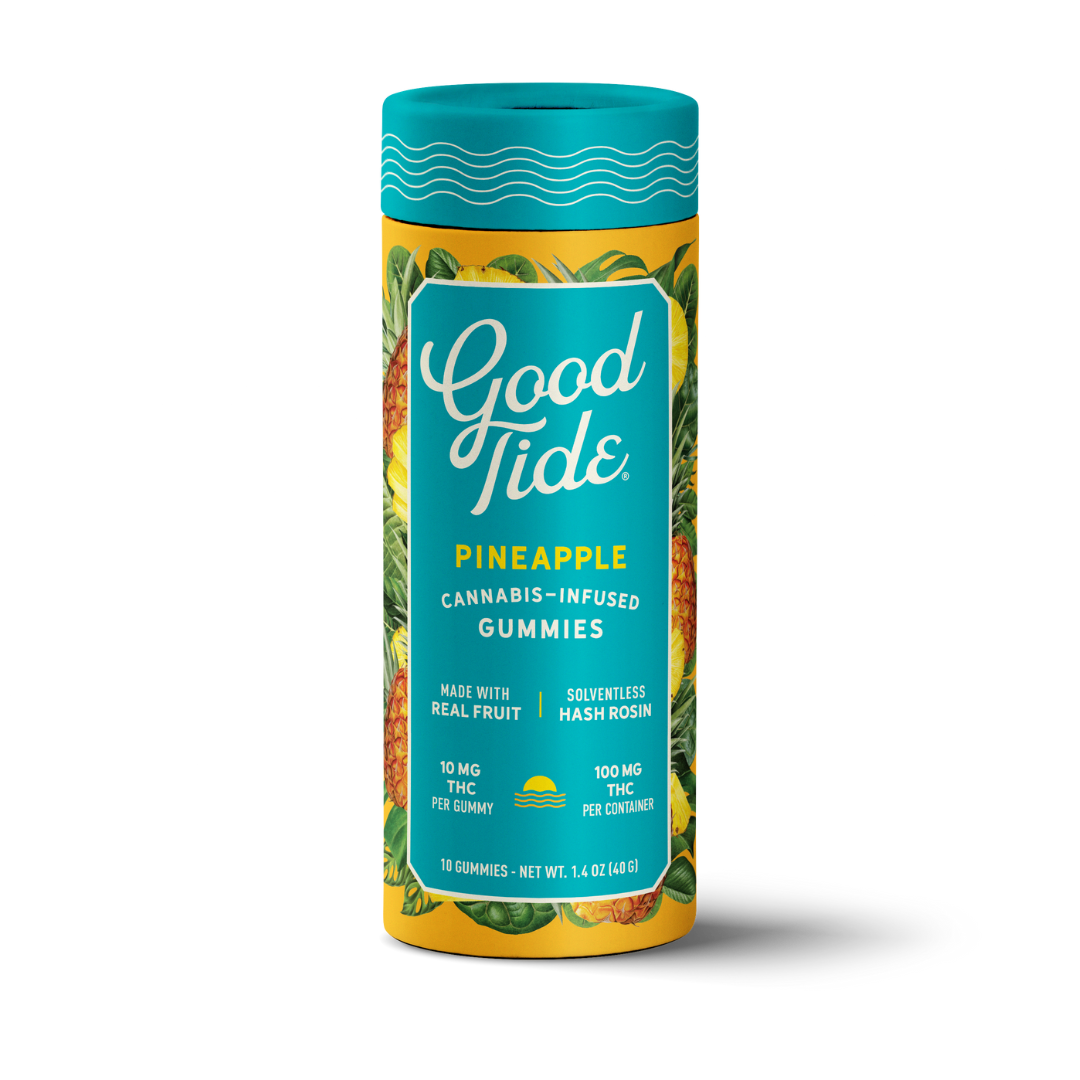 Photograph of Product: Good Tide 100mg Pineapple Gummies 10-Pack