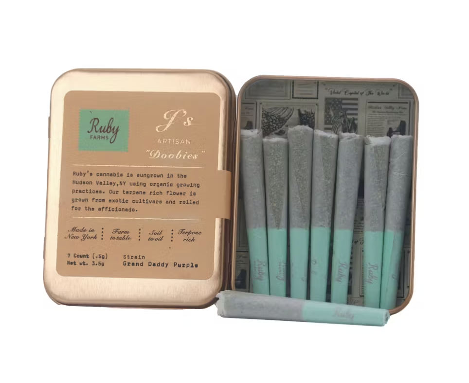 Photograph of product: RUBY FARMS Grand Daddy Purple 7pk 0.5g Pre-Rolls
