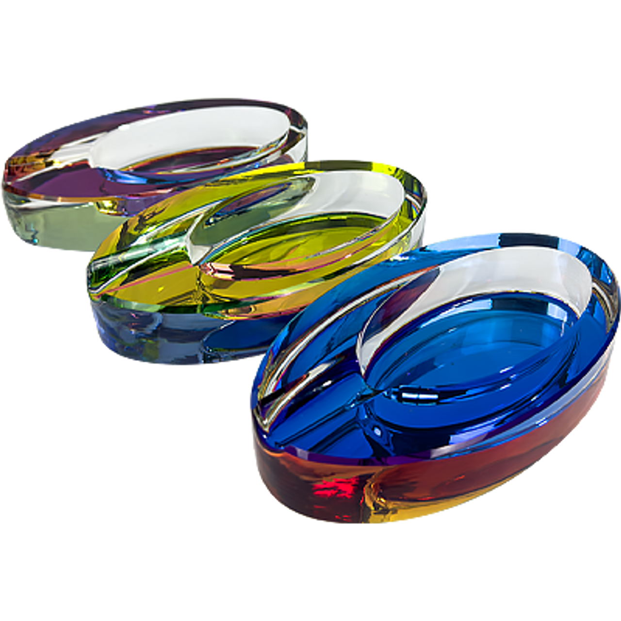 Photograph of product: Oval Iridized Glass Ashtray