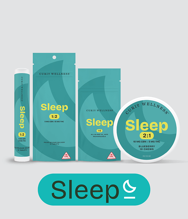 Photograph of product: Curio Sleep Blueberry 2:1 CBN:TH-oui Chews | 5mg (10ct)