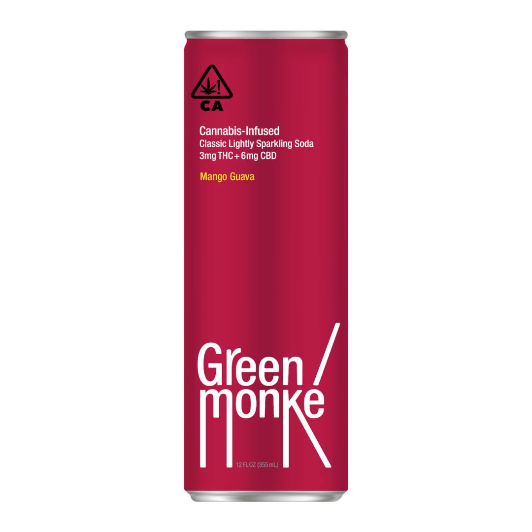 Photograph of product: Green Monke- Classic Sparkling Soda Mango Guava 3mg TH-oui + 6mg CBD