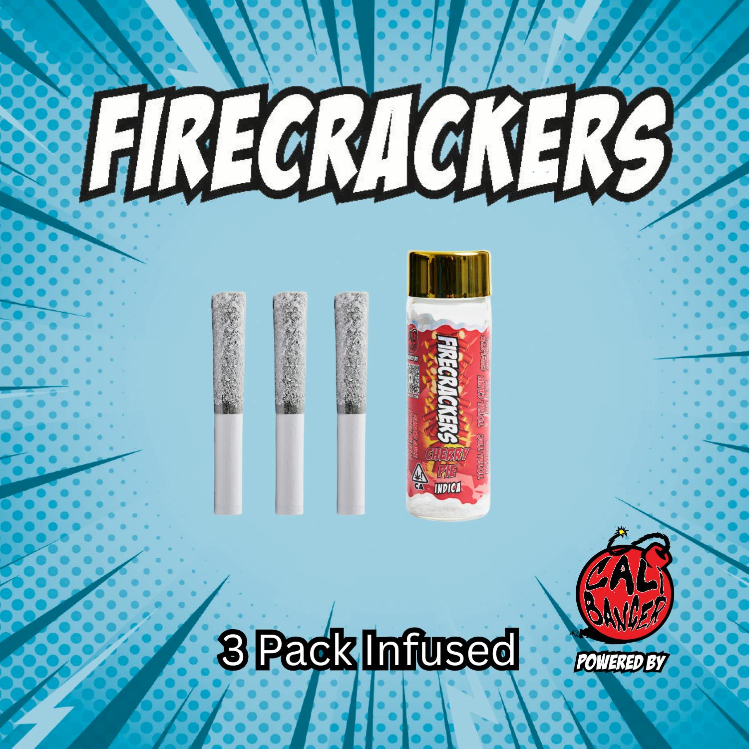 Photograph of product: Firecrackers 3pk Diamond Prerolls - Cherry Pie
