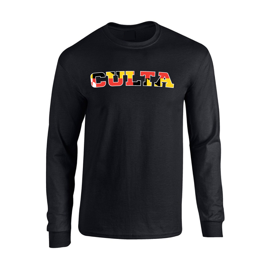 Photograph of Product: CULTA Varsity Flag L/S Tee | Black