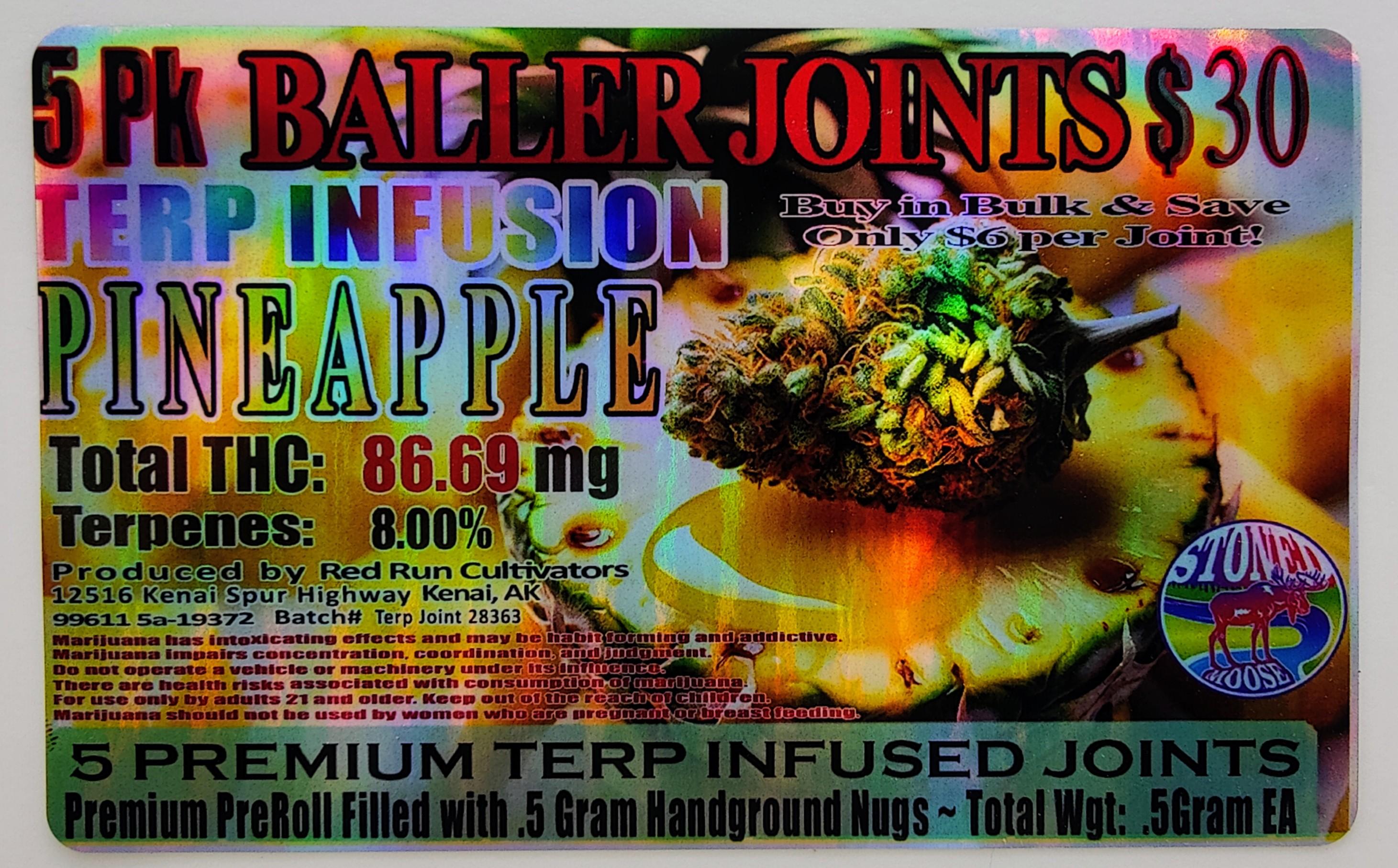 Photograph of product: 5pk Terp Infused Joints Pineapple