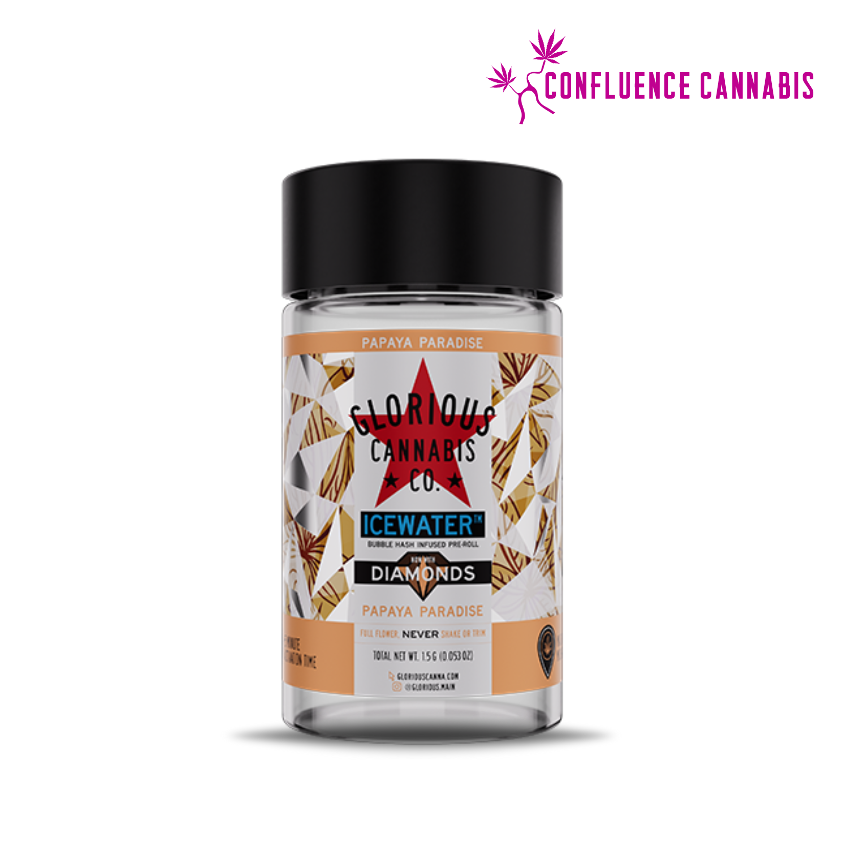 Photograph of product: Papaya Paradise Diamond & Bubble au chocolat (Infused) PREROLL 3 Pack