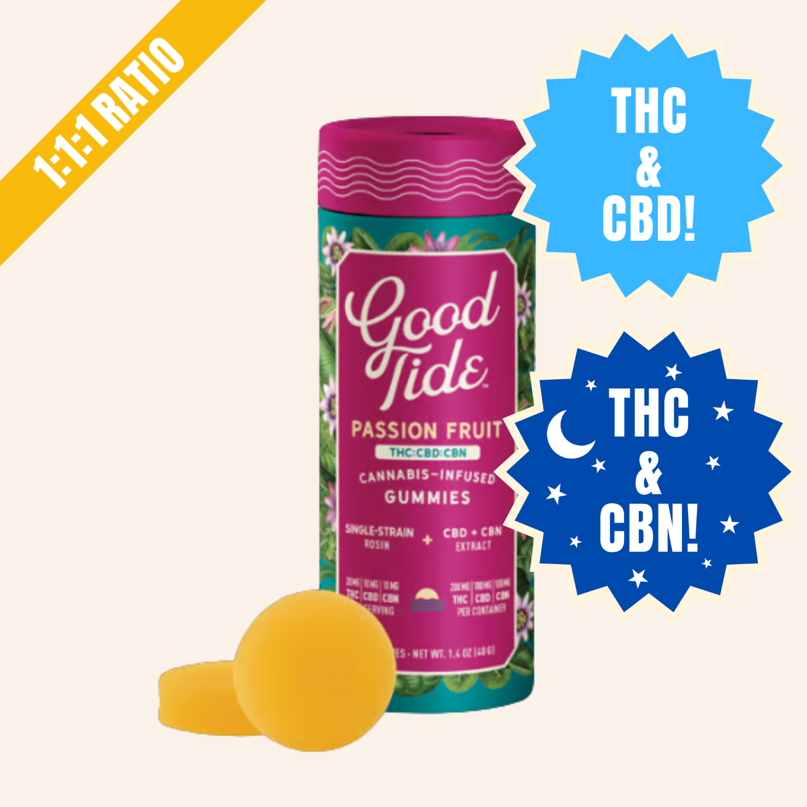 Photograph of product: PASSIONFRUIT SOLVENTLESS ROSIN GUMMIES | 10PK | 100MG