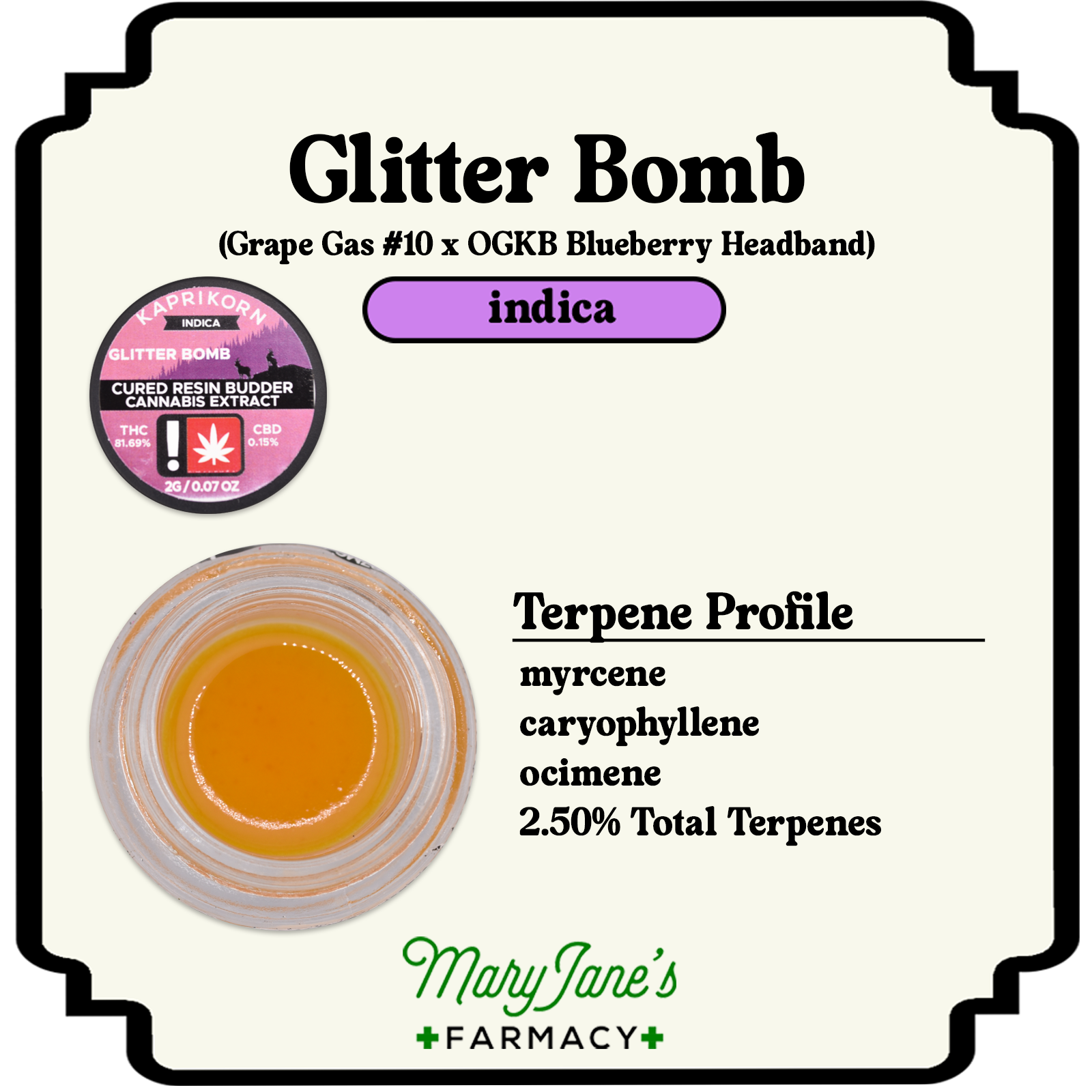 Photograph of product: Glitter Bomb Cured Resin Badder Extract | 2g