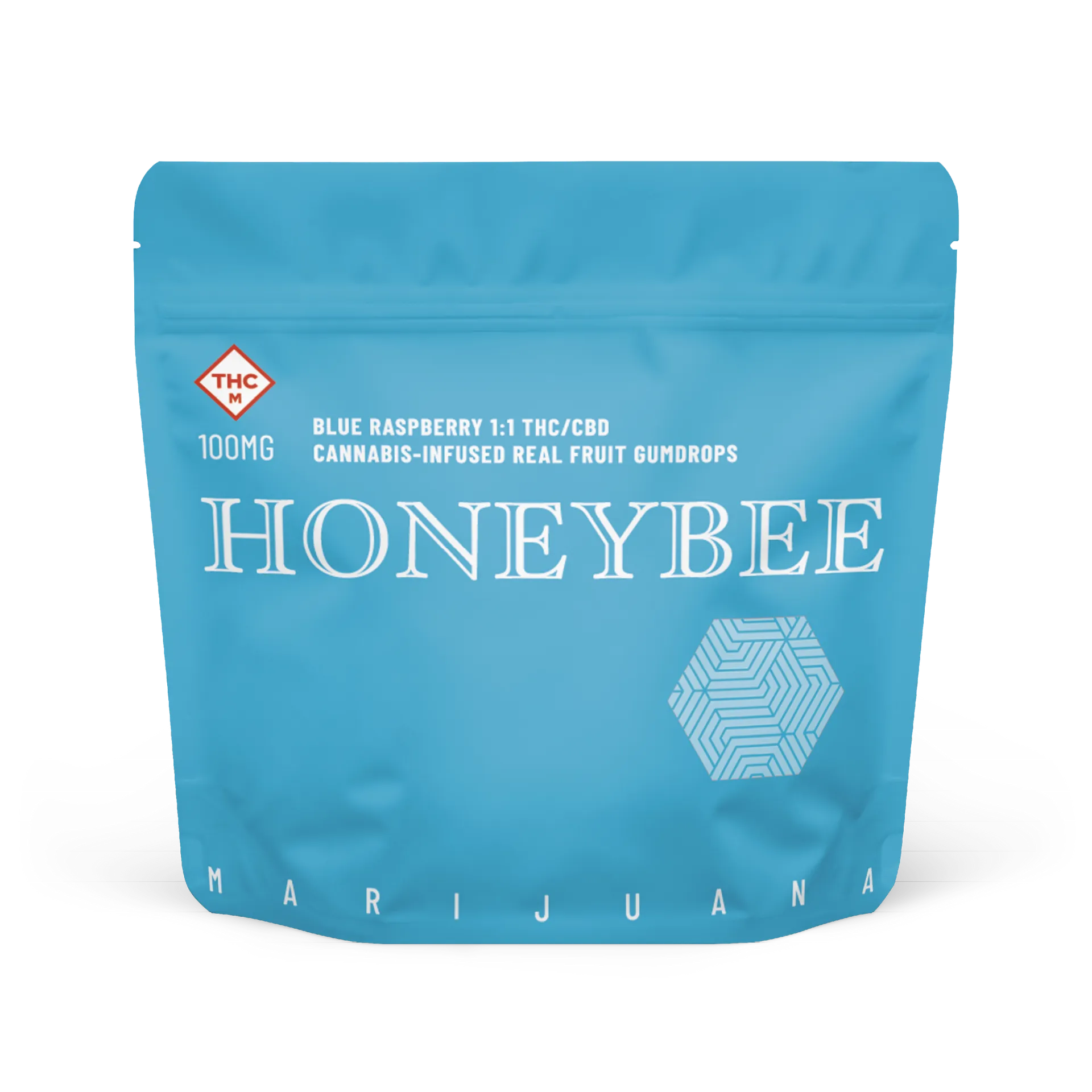 Photograph of product: Honeybee | Gummies | Blue Raspberry 1:1 100mg