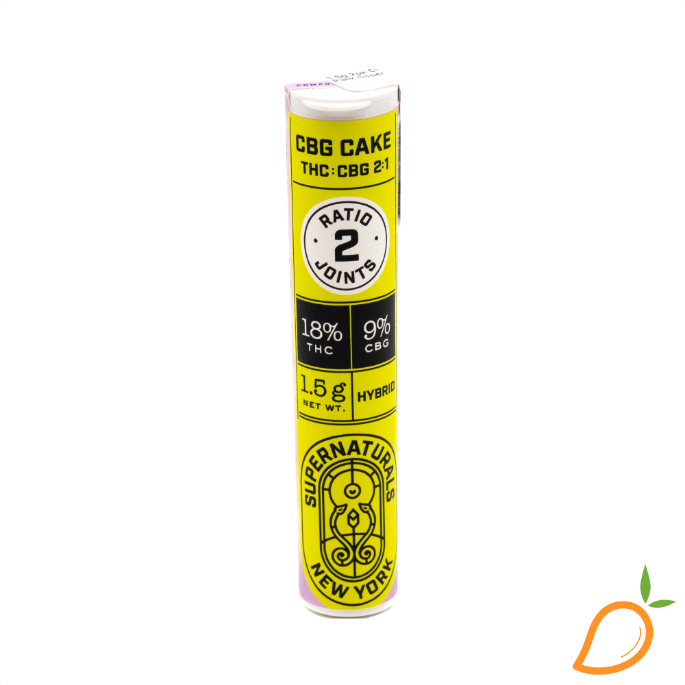 Photograph of product: 1.5g 2pk CBG Cake Preroll Pack SuperNaturals