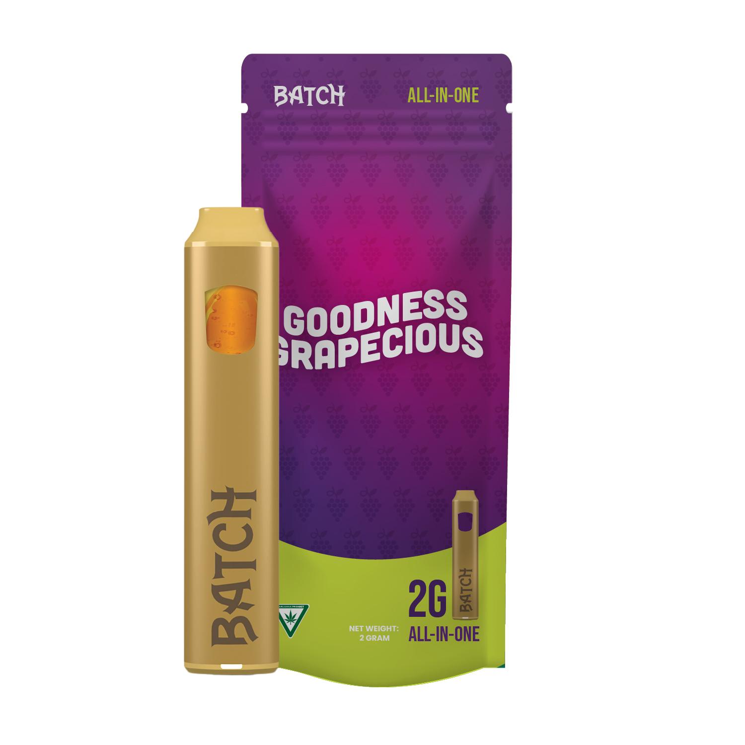 Photograph of product: BATCH - GOODNESS GRAPECIOUS - AIO DISPOSABLE VAPE