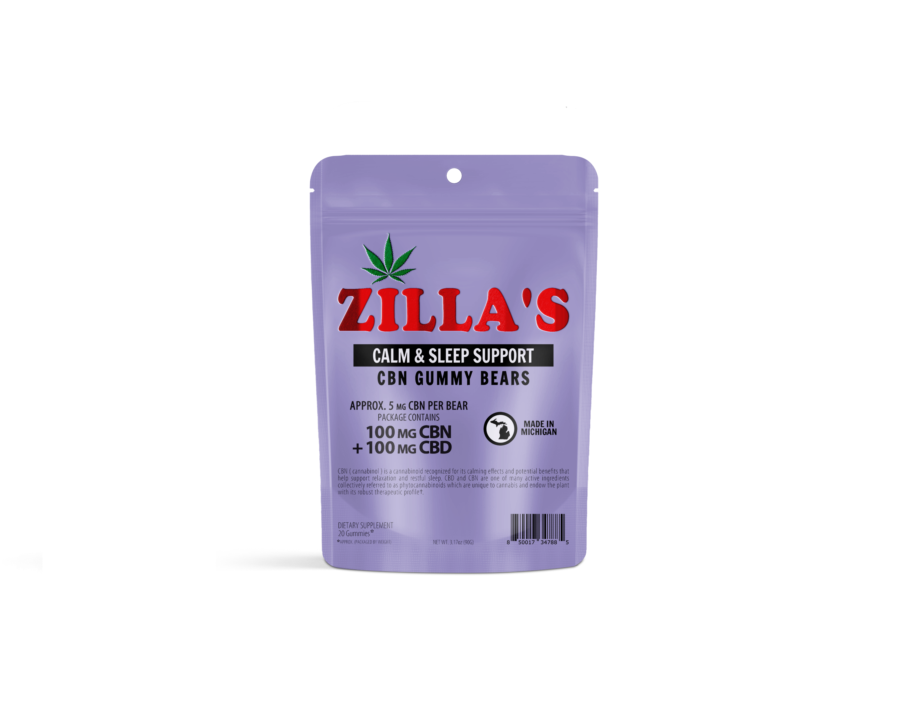 Photograph of Product: ZILLA'S | CBD | Gummies | 1:1 CBD:CBN | Sleep & Calm | 200mg