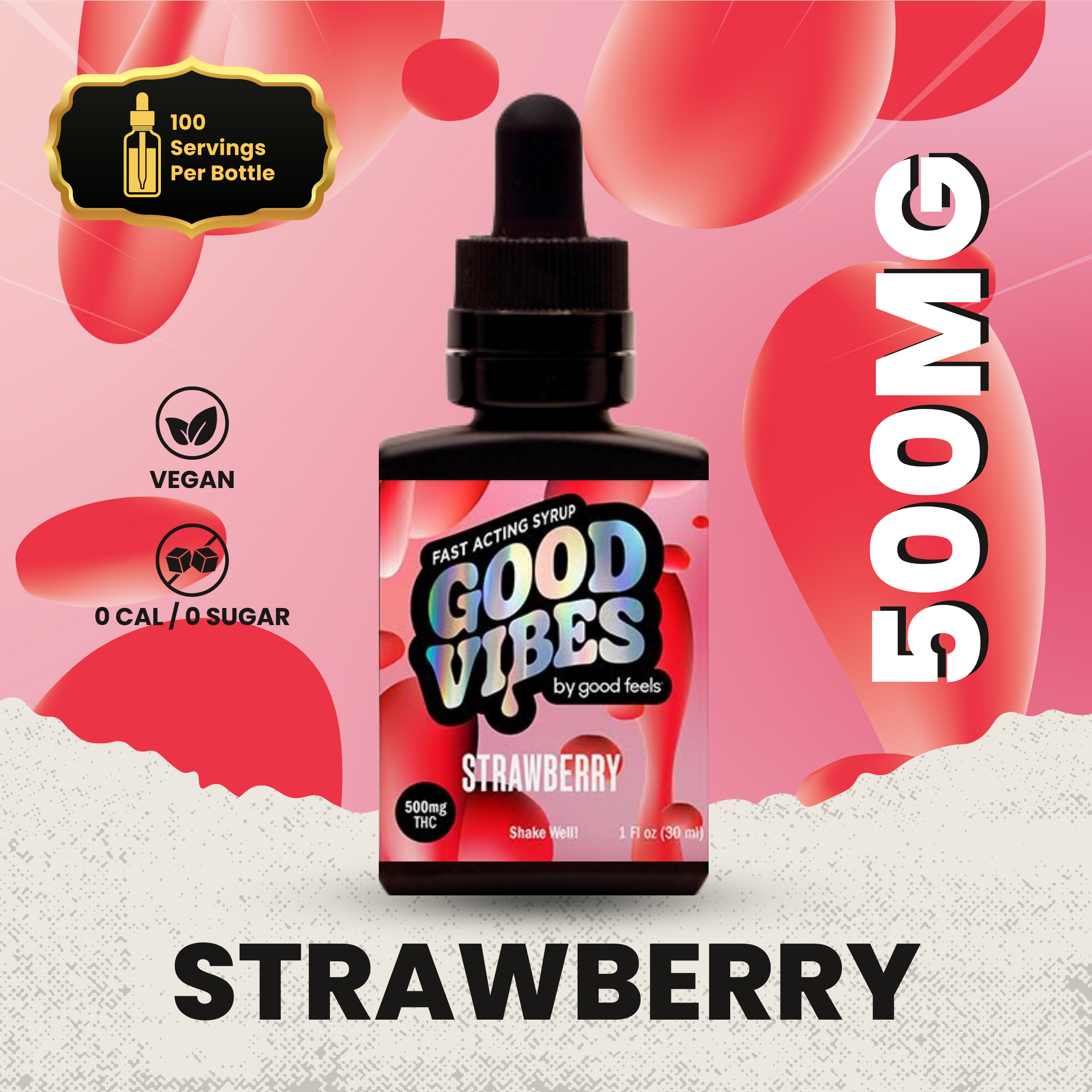Photograph of product: Strawberry Fast-Acting Syrup | 500mg