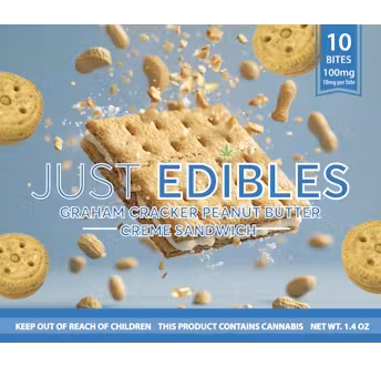 Photograph of product: Just Edibles | Graham Cracker Peanut Butter Cookie Cream Sandwich (H) 10pk 100mg