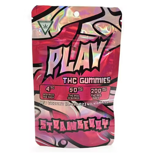 Photograph of product: PLAY | STRAWBERRY | GUMMIES | 200MG