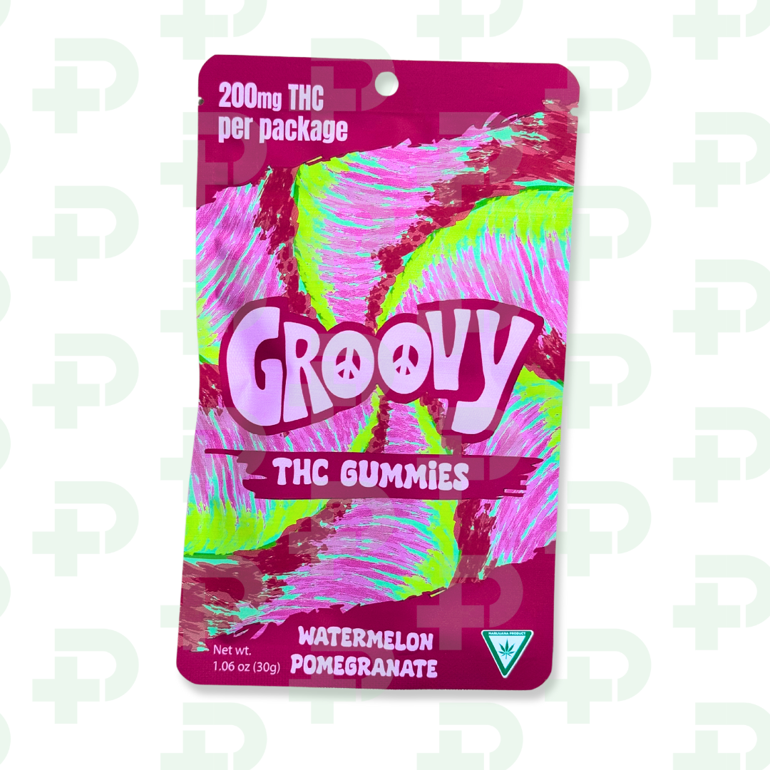 Photograph of product: Groovy 200mg Gummies - Watermelon Pomegranate