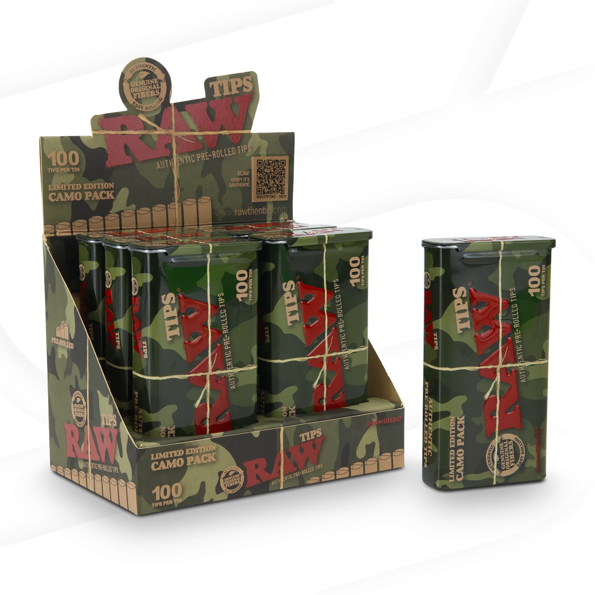 Photograph of product: Raw Pre-Rolled Tips | Limited Edition Camo