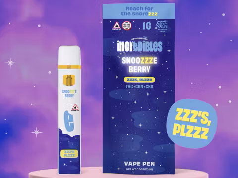 Photograph of product: Incredibles | Snoozzzeberry 14:1:1 TH-oui:CBG:CBN | Disposable Vape | 1g