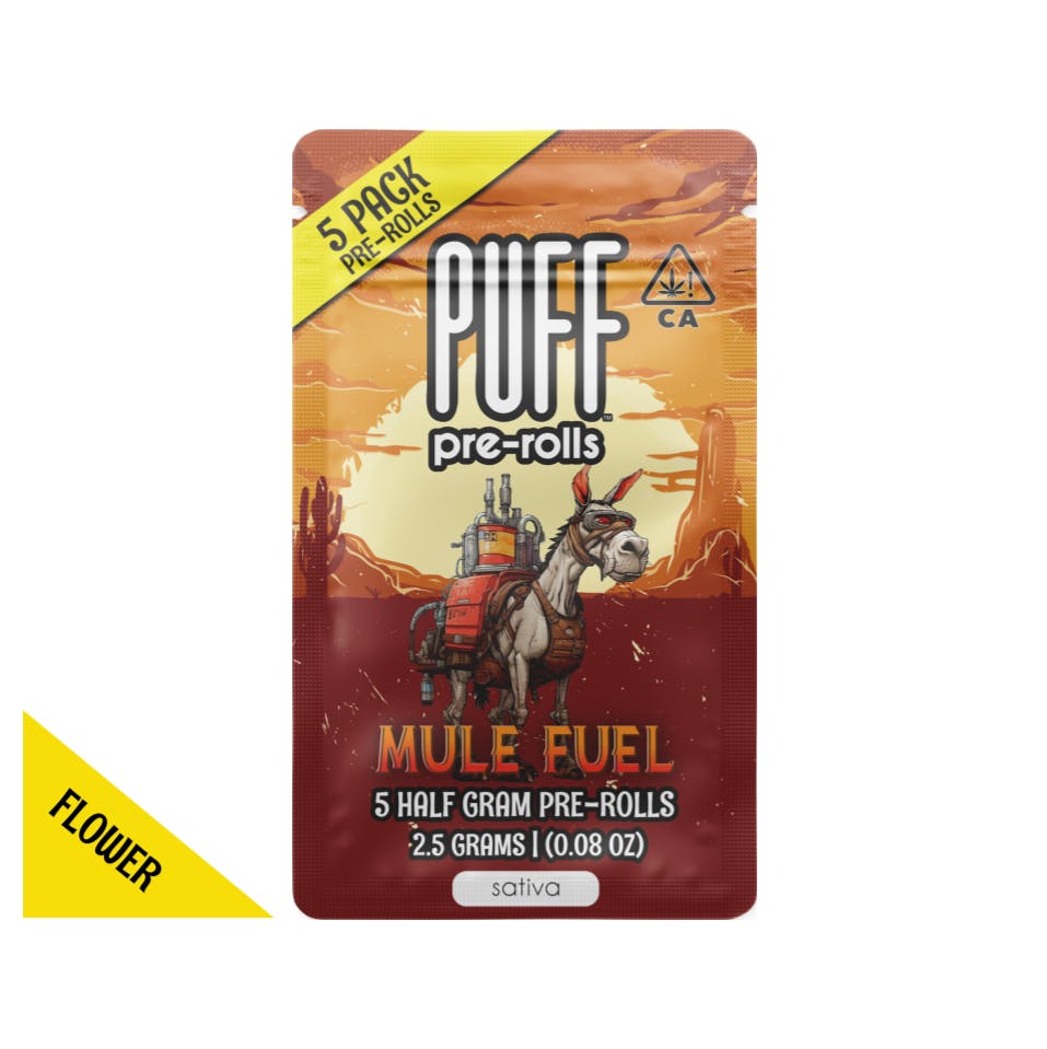 Photograph of product: Puff | Mule Fuel - oui'd - 5 pack pre-rolls - 2.5 gram
