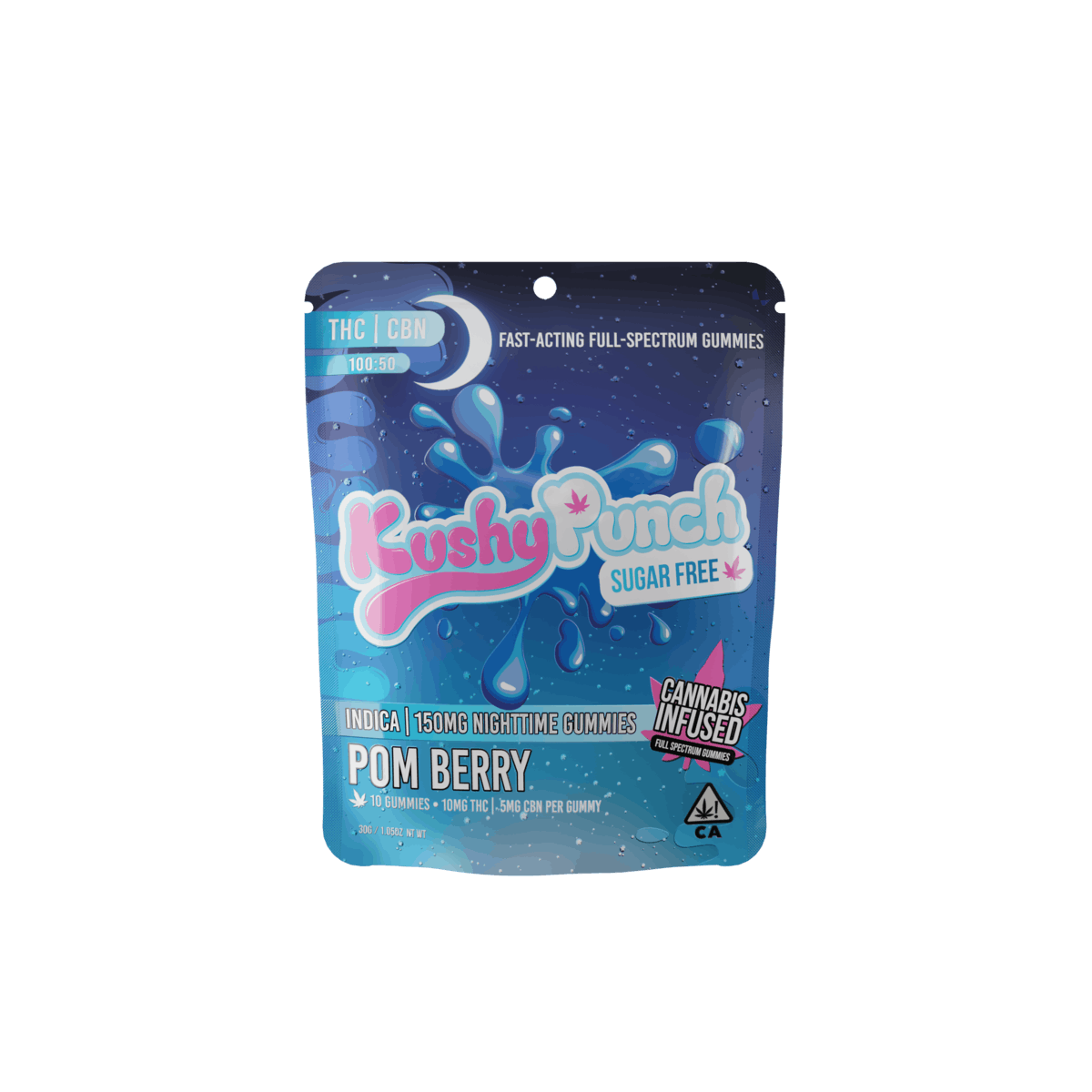 Photograph of Product: Kushy Punch - Pom Berry 10:5 (THC:CBN) (Indica) Sugar Free Edible