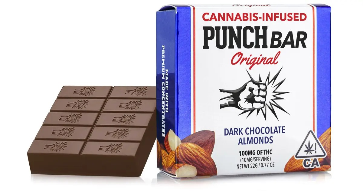Photograph of product: PunchBar Dark Chocolate Almonds 100mg