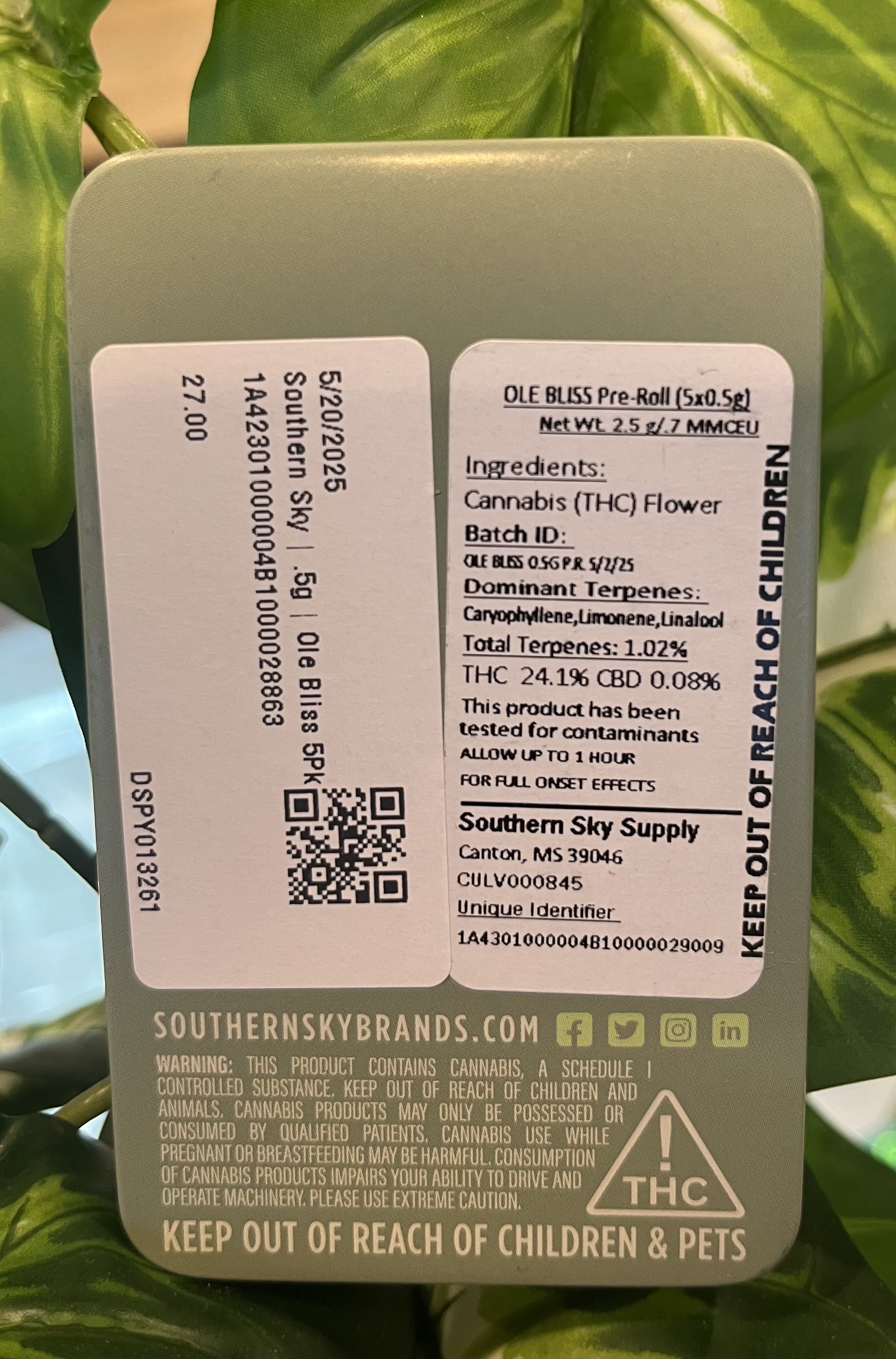 Photograph of product: Southern Sky | . | Ole Bliss 5Pk - 2.5g