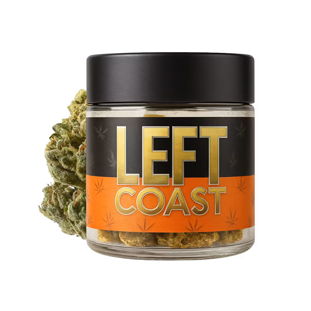 Photograph of product: Left Coast | OG Crusher Flower 3.5g | Oui'd-Hybrid