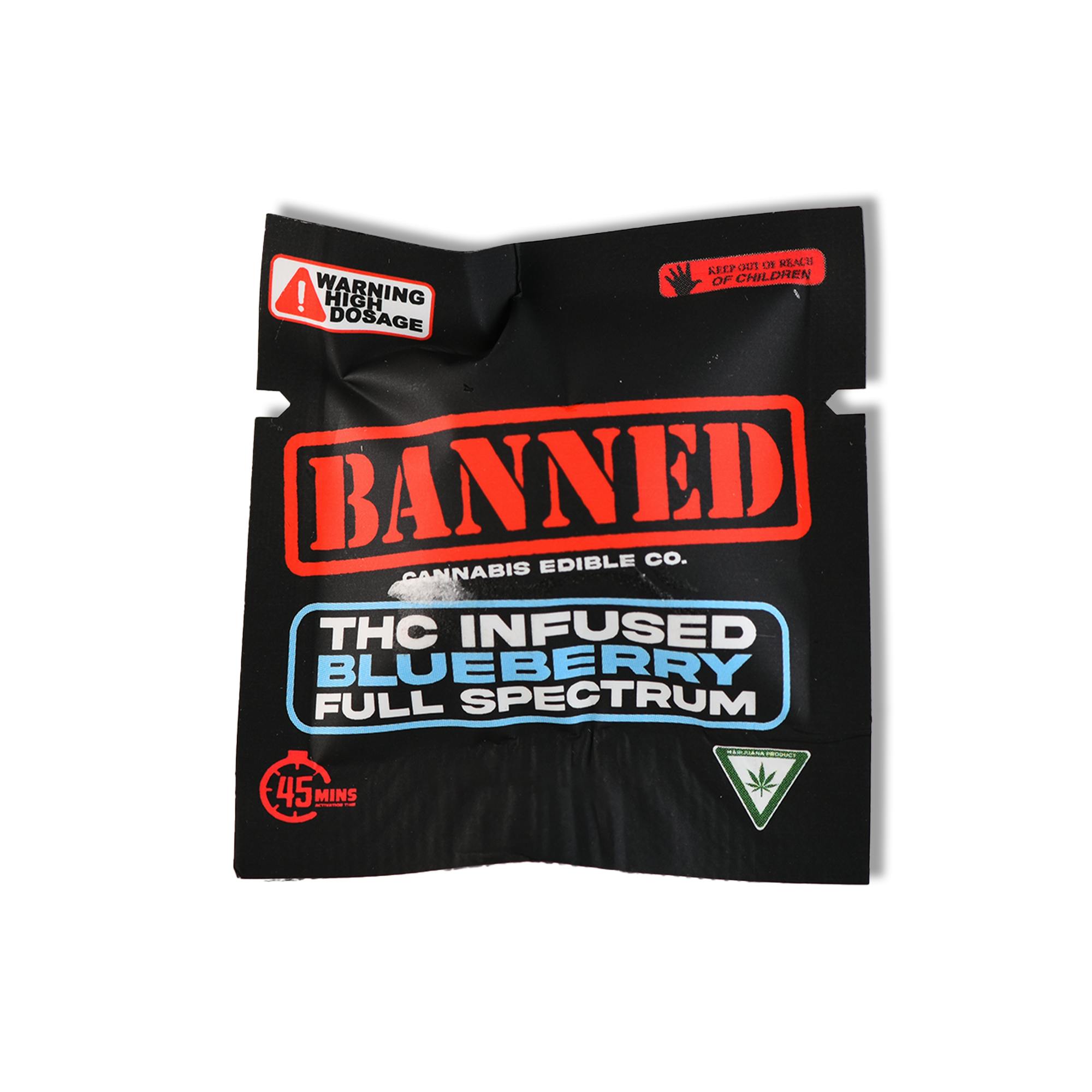 Photograph of product: Banned Gummies 4pk Blueberry 200mg
