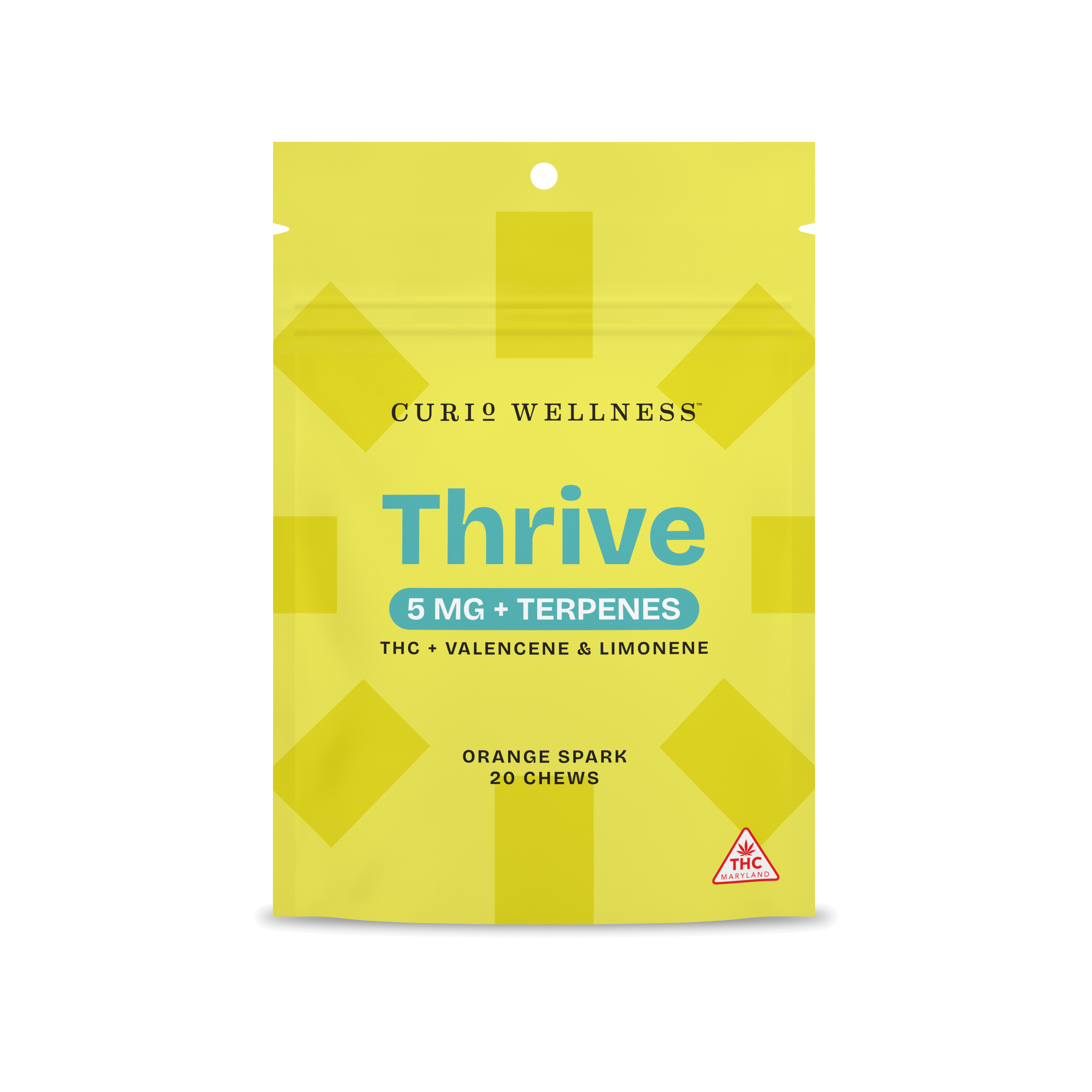Photograph of product: 100mg +Terpenes Orange Spark Thrive Chews 20pk