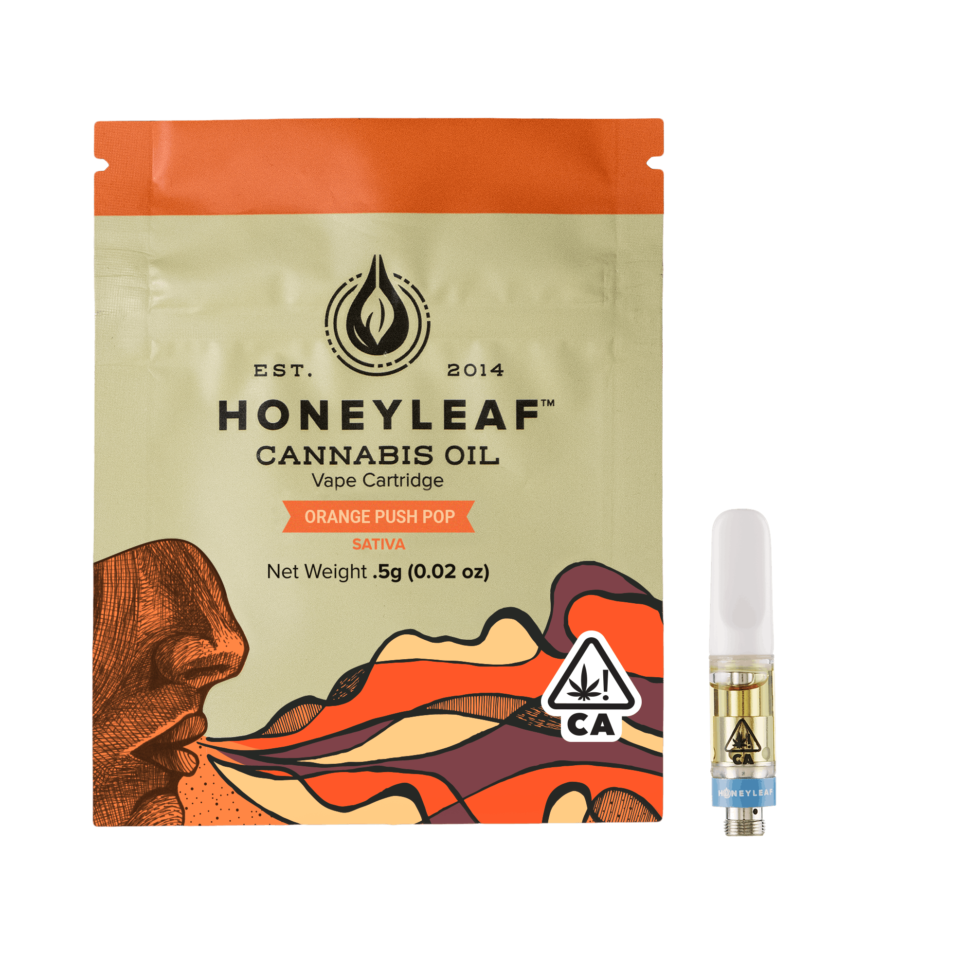 Photograph of product: ORANGE PUSH POP - .5G CARTRIDGE - Oui'd