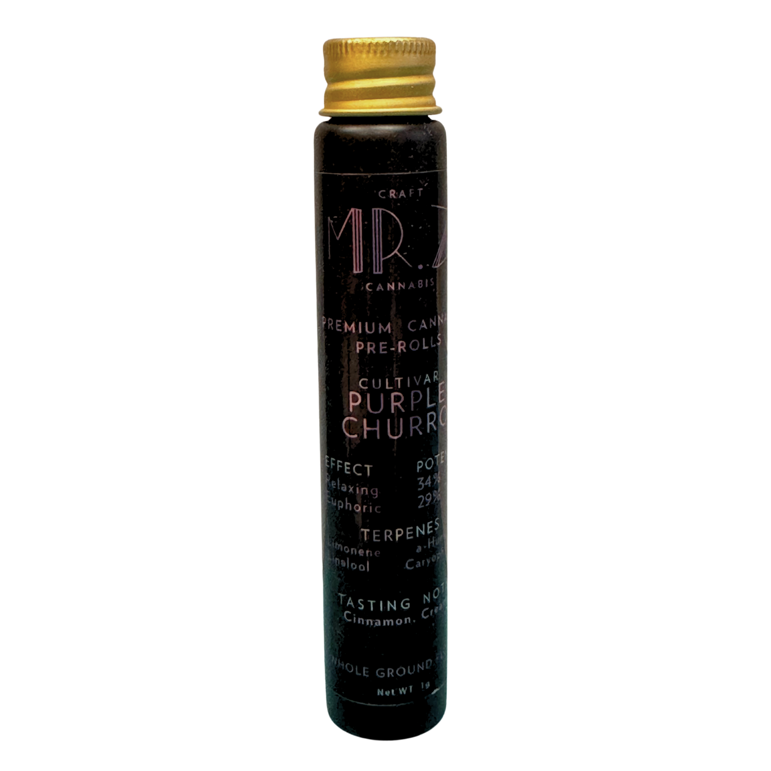 Photograph of product: Purple Churro | 1g Pre-roll | Mr Z Craft Oui'd