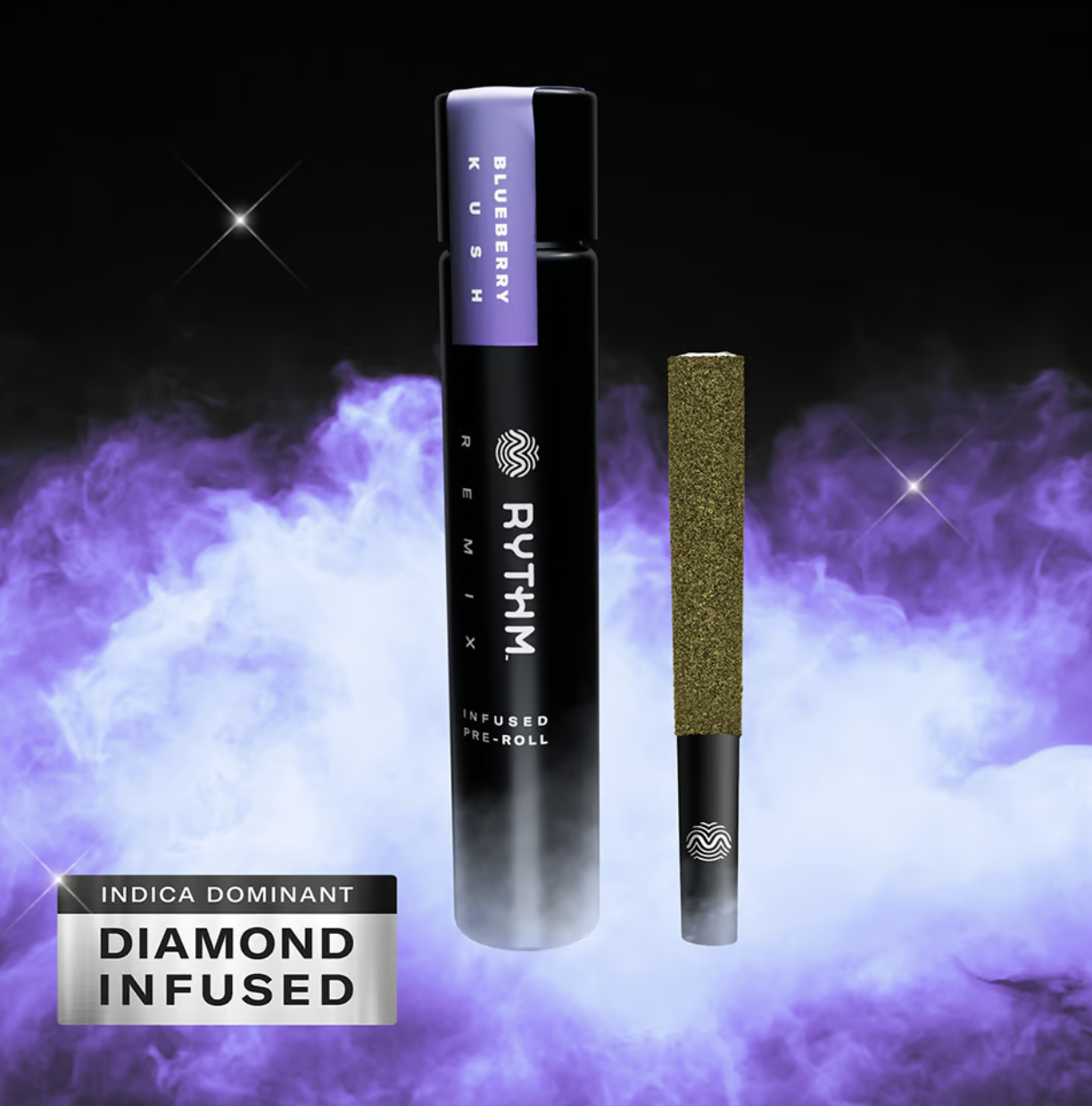 Photograph of product: Blueberry Kush - Infused Pre Roll - Rythm Remix