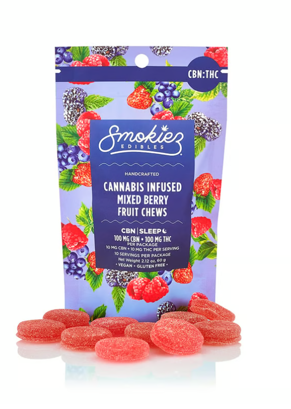 Photograph of product: Smokiez Edible Sweet Gummies Mixed Berry (TH-oui/CBN) I 100mg