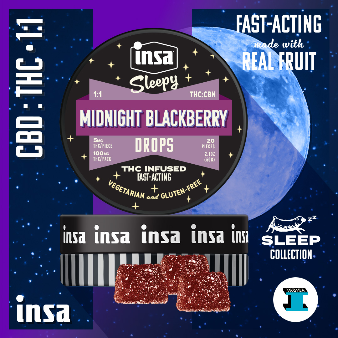 Photograph of product: Drops/Gummies - Midnight Blackberry 1:1 (TH-oui : CBN) - 200mg (20 Chews)