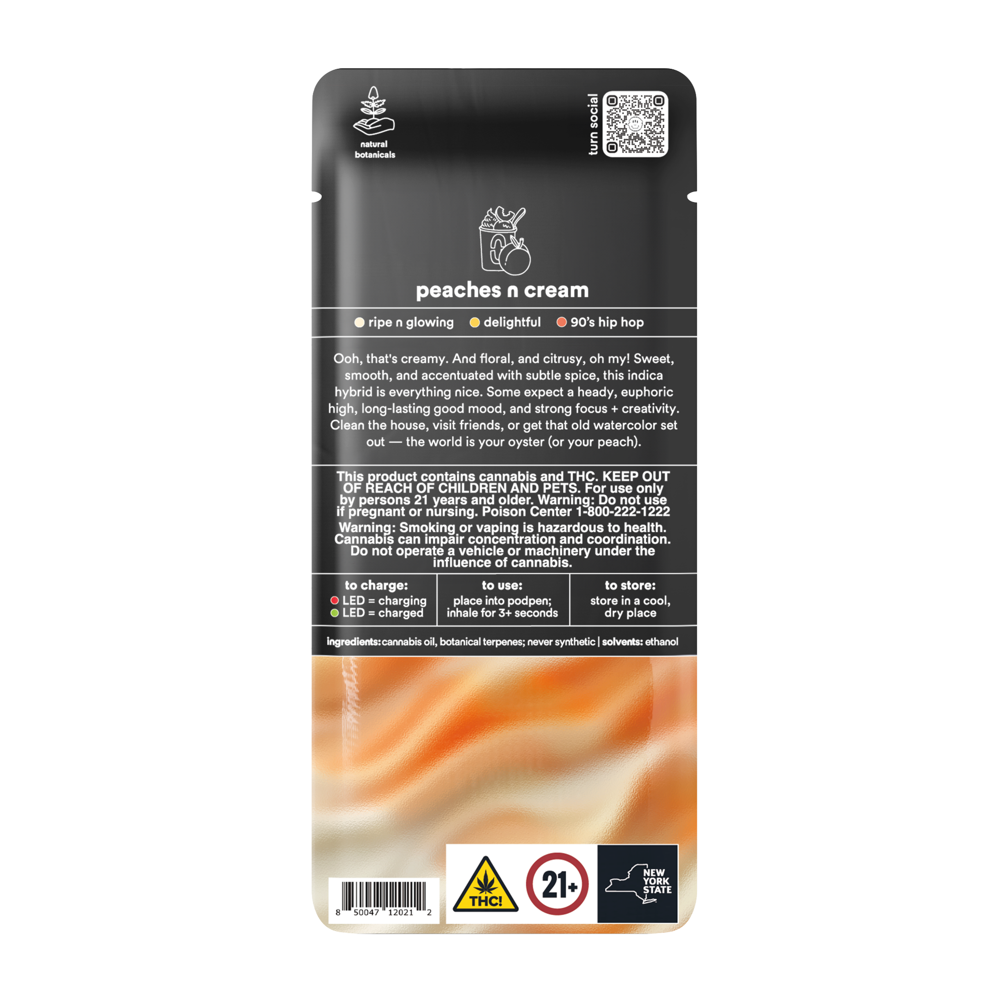 Photograph of product: TURN | PEACHES N CREAM | Oui'd-HYBRID | 1G POD