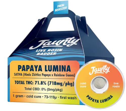 Photograph of product: Jaunty | Papaya Lumina | Live Rosin Badder | 1g