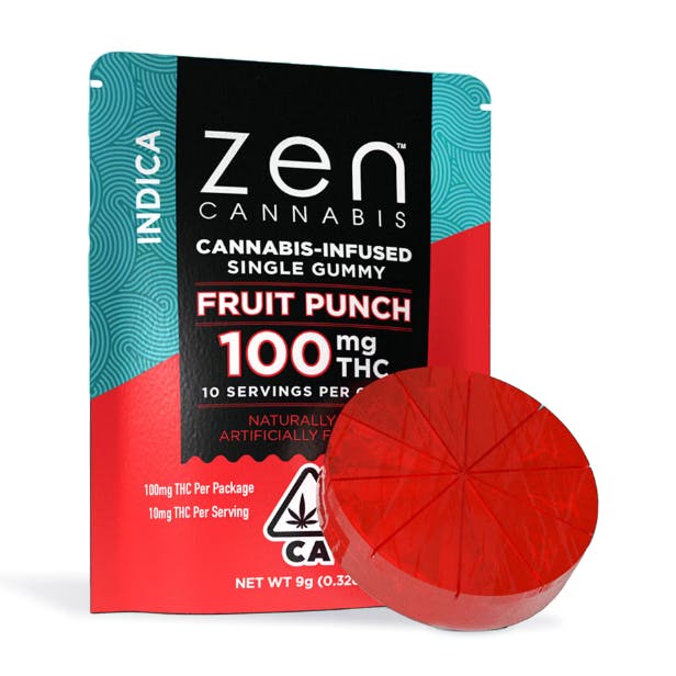 Photograph of product: Fruit Punch 100mg Oui'd Single Gummy Zen