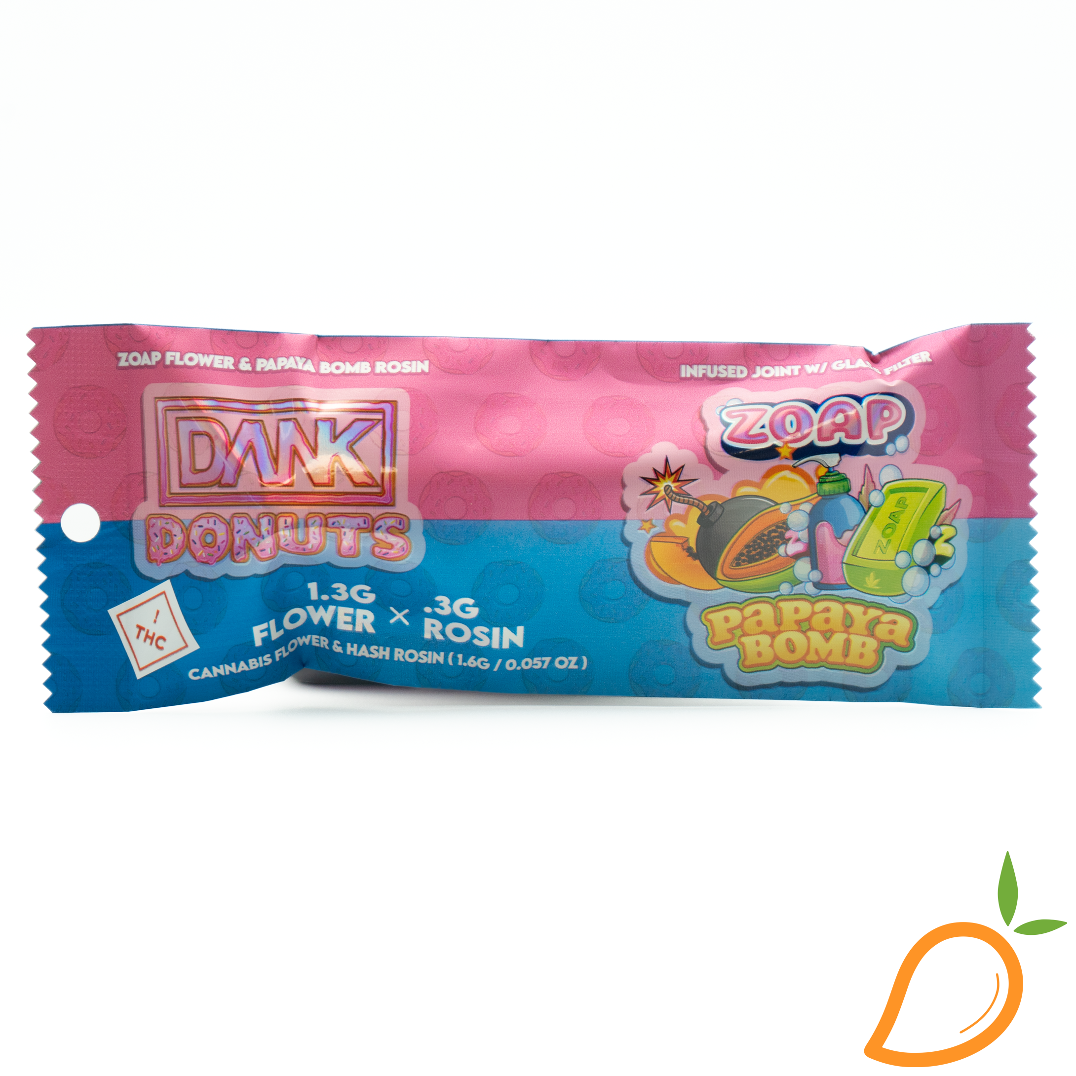 Photograph of product: 1.6g Zoap x Papaya Bomb Infused Preroll Dank Donuts
