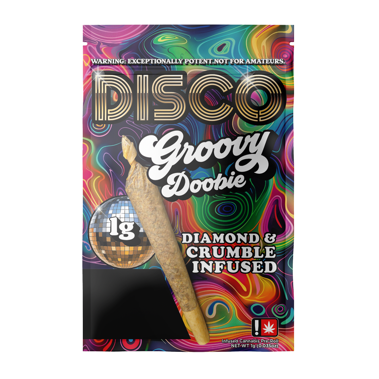 Photograph of product: Infused Preroll - 1g Disco Dabs Diamond & Crumble Infused -  GMO x Nimbus Snacks