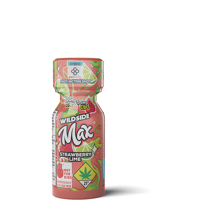 Photograph of product: Strawberry Lime Wildside Max Shot [100 mg TH-oui + 5mg CBD]