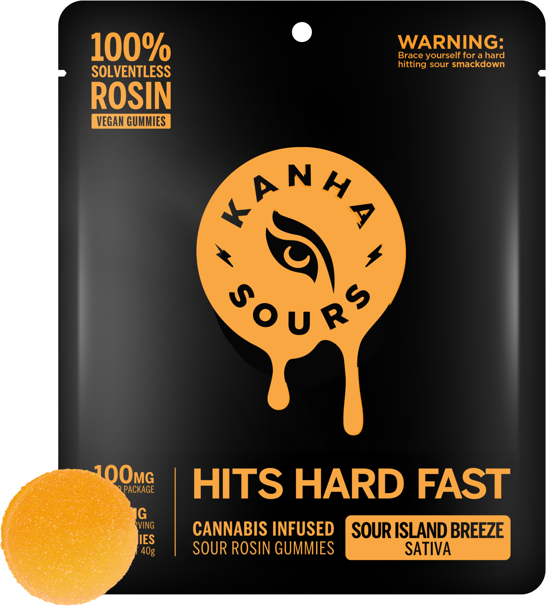 Photograph of product: Kanha Vegan Sour Island Breeze Sativa Solventless Rosin Gummies