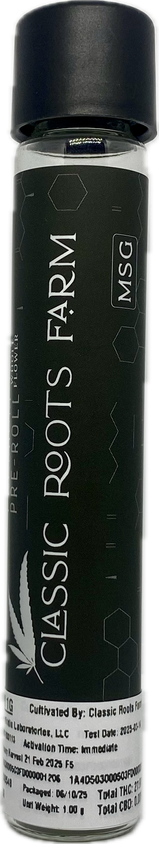 Photograph of product: Classic Roots - MSG - 1g pre roll