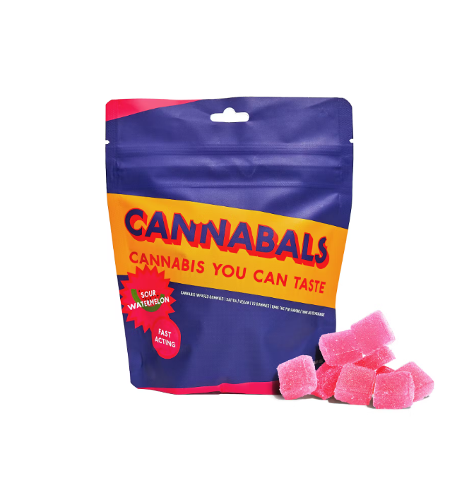 Photograph of product: Cannabals - Sour Watermelon Gummies 10pk - 100mg