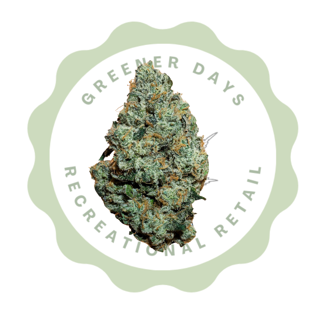 Photograph of product: Greener Days Eighth (3.5G) Prepackaged Flower GMOG